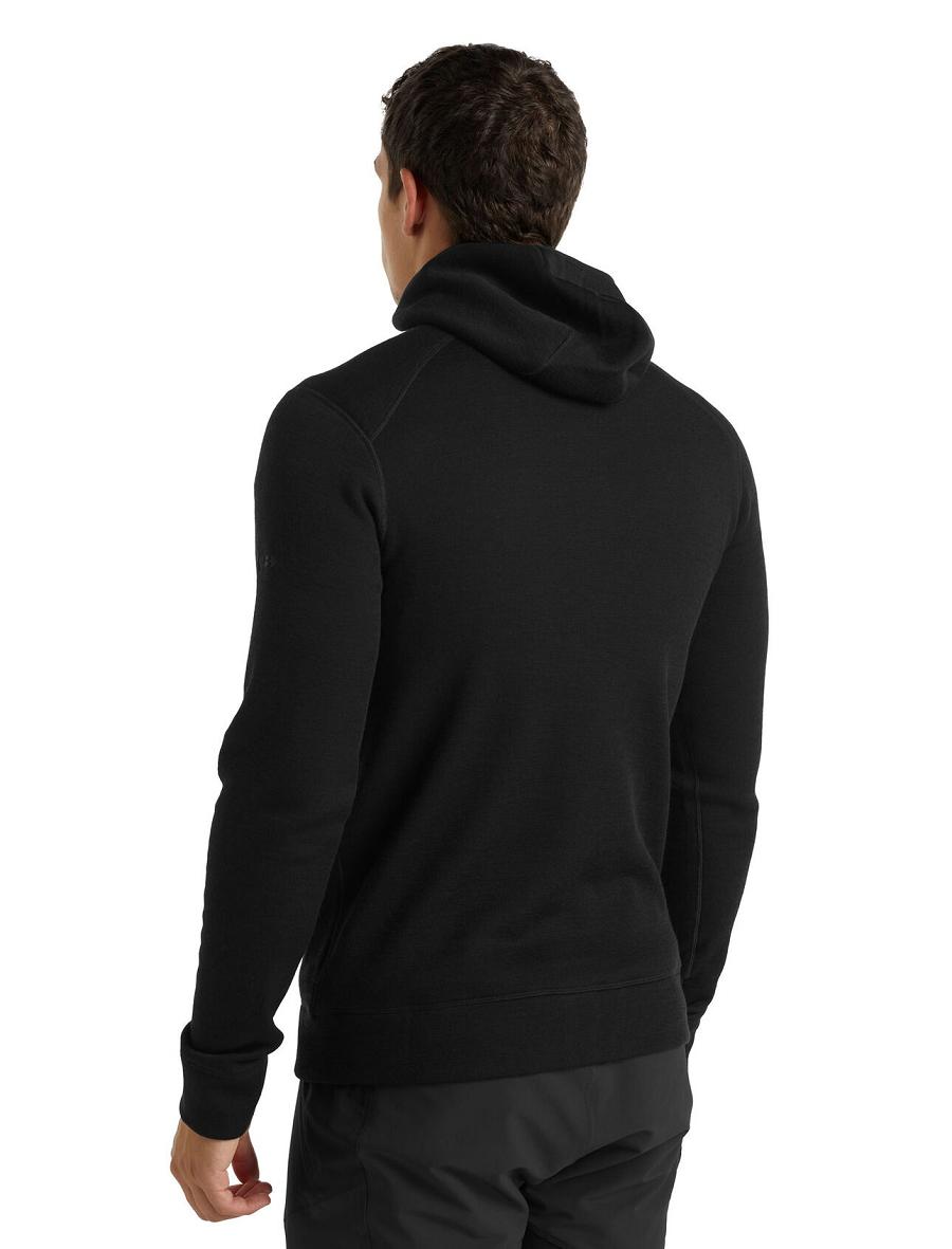 Icebreaker RealFleece® Merino Elemental Long Sleeve Zip Hood Miesten Takki Mustat | FI 1241VRWD